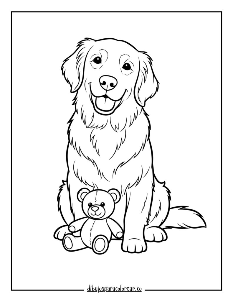 Golden Retriever with a Teddy Bear