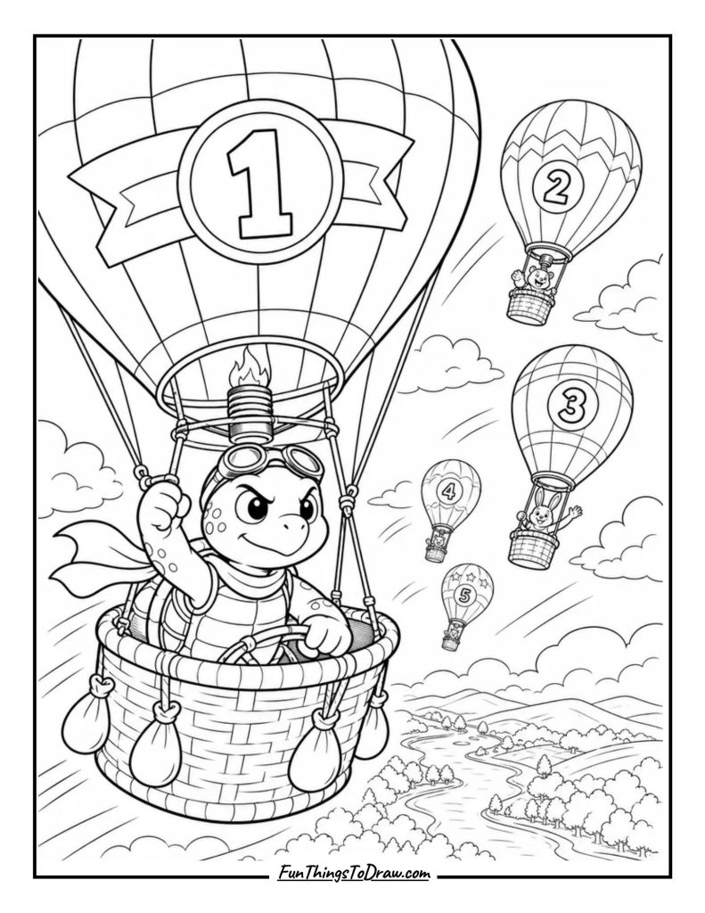 Turtle in a Hot Air Balloon Race