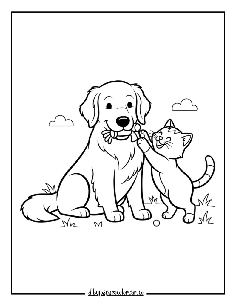 Golden Retriever Playing with a Cat