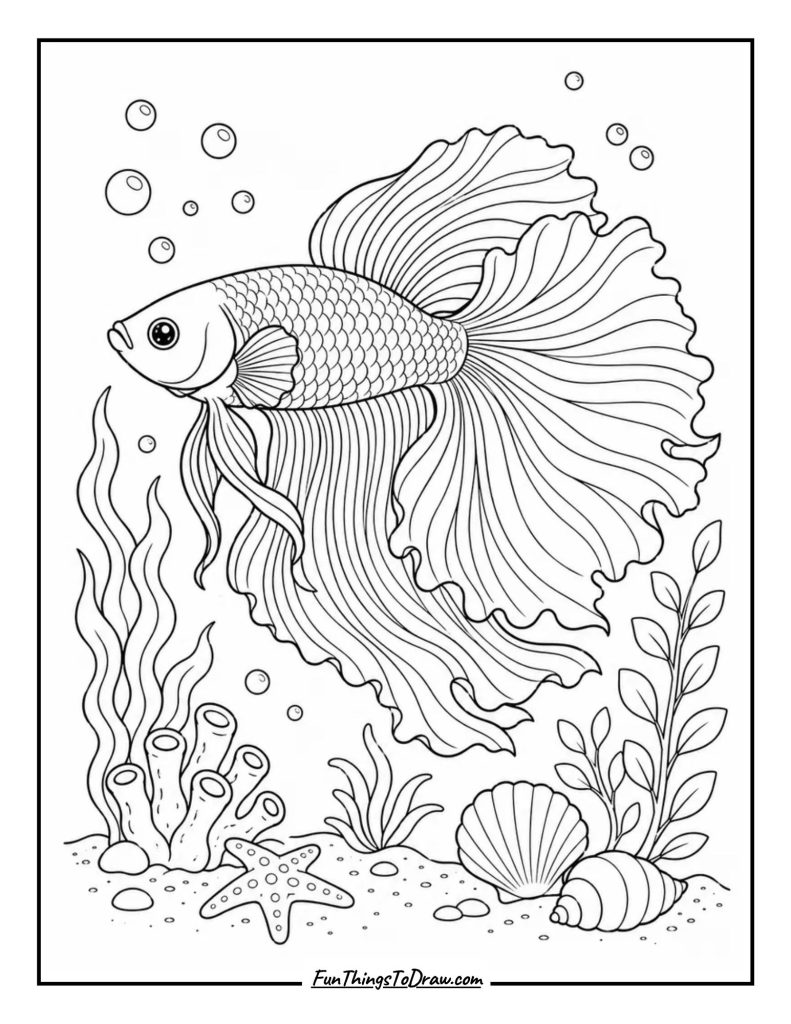 Betta Fish with Flowing Fins