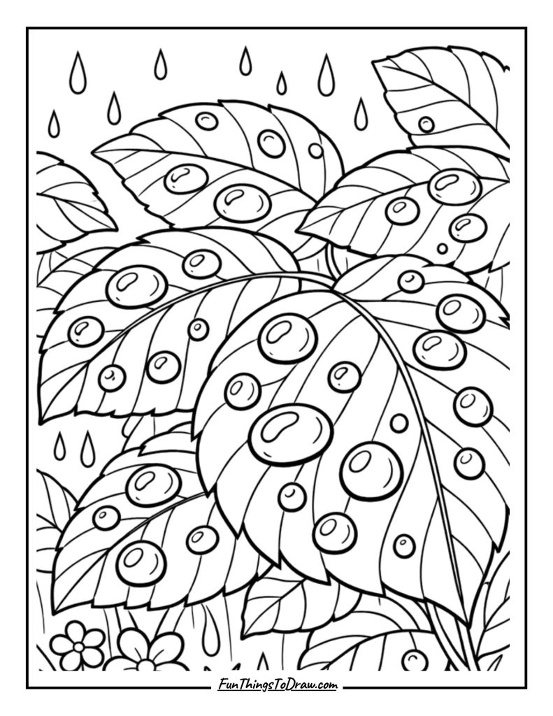Spring Raindrops on Leaves