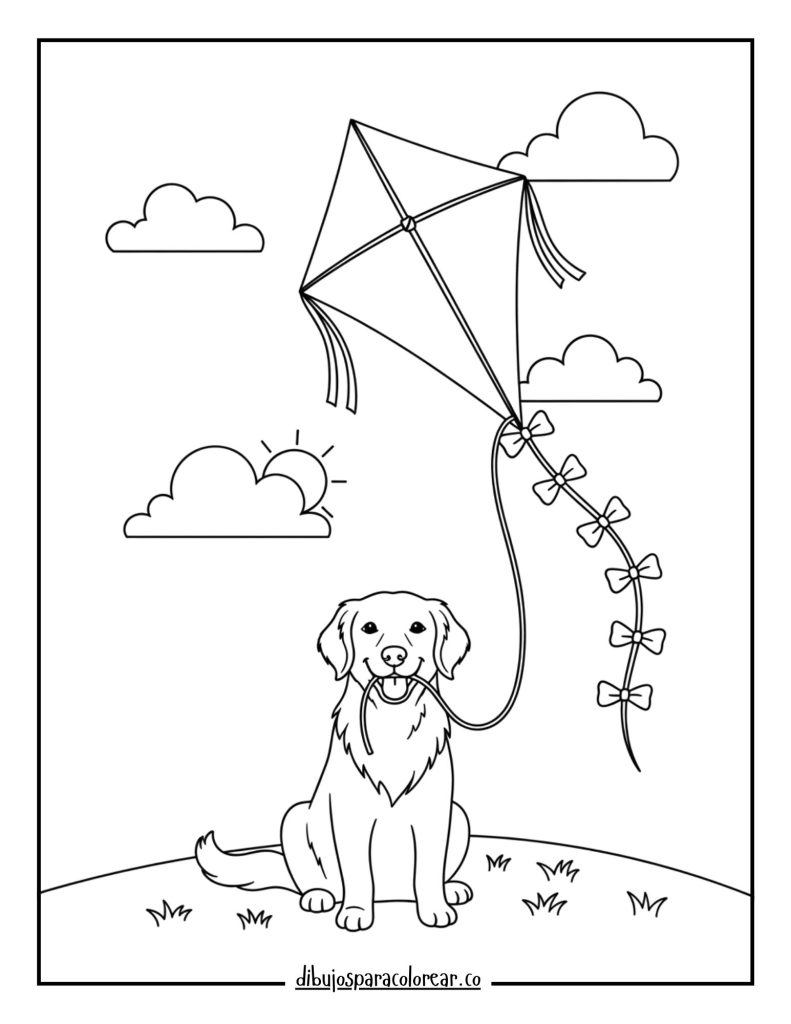 Golden Retriever with a Kite