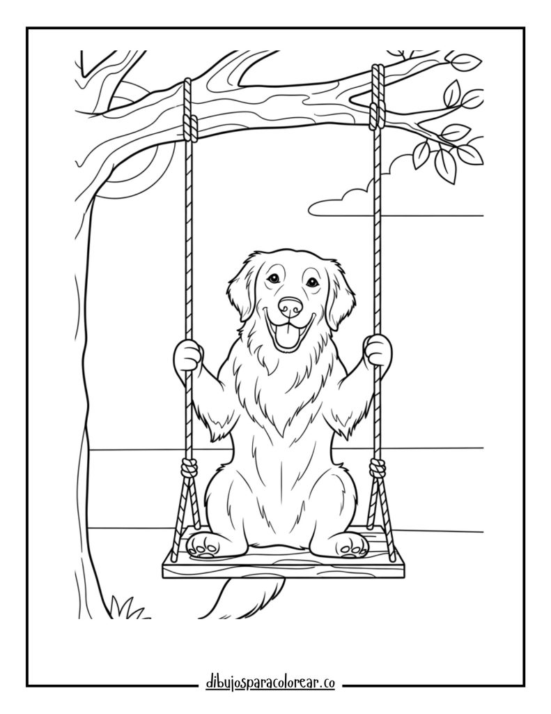 Golden Retriever on a Swing