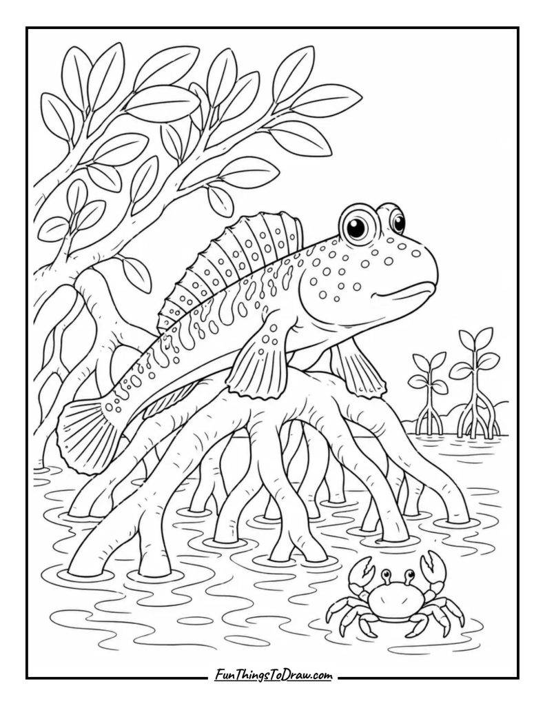 Mudskipper on Mangrove Roots