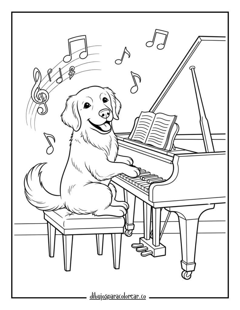 Golden Retriever Playing Piano