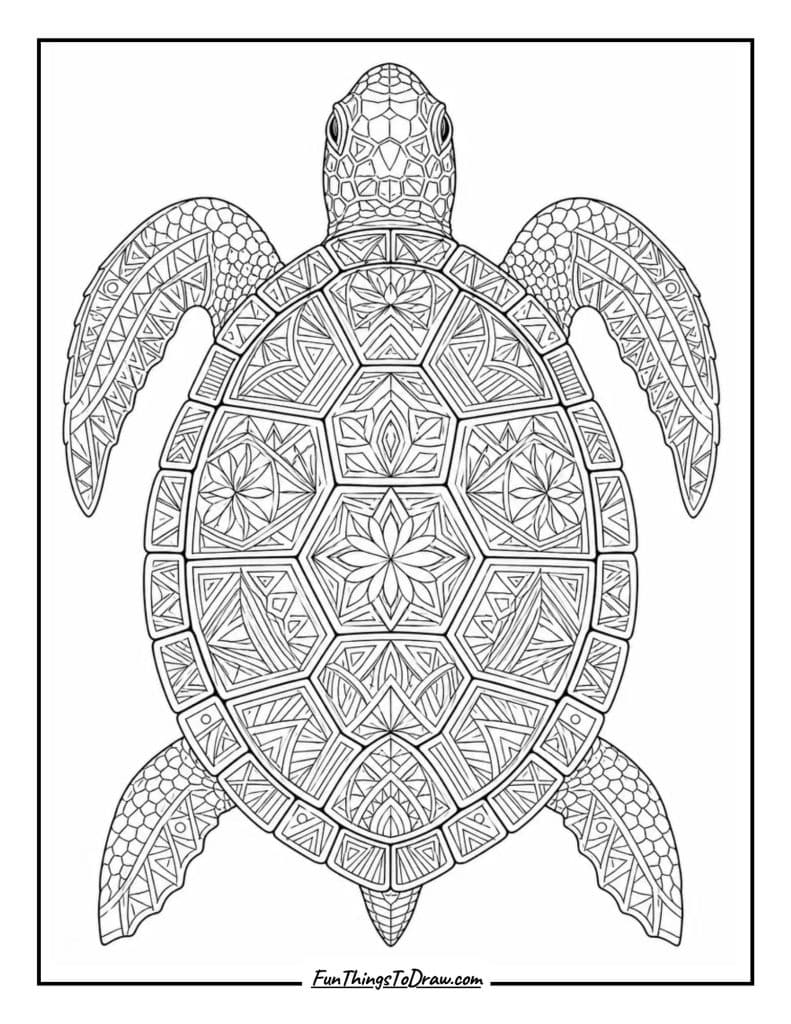 Turtle Coloring Page for Adults
