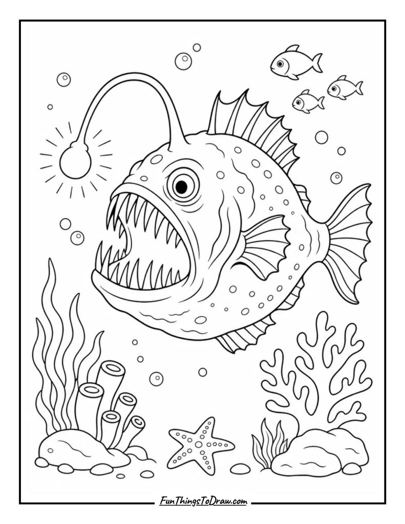 Anglerfish in Deep Sea Glow