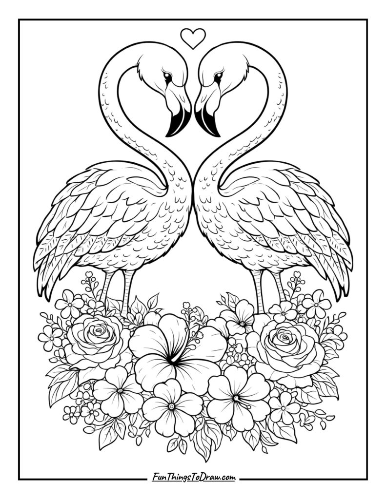 Flamingo Couple Love Scene
