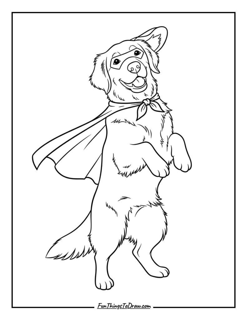 Golden Retriever Wearing a Superhero Cape