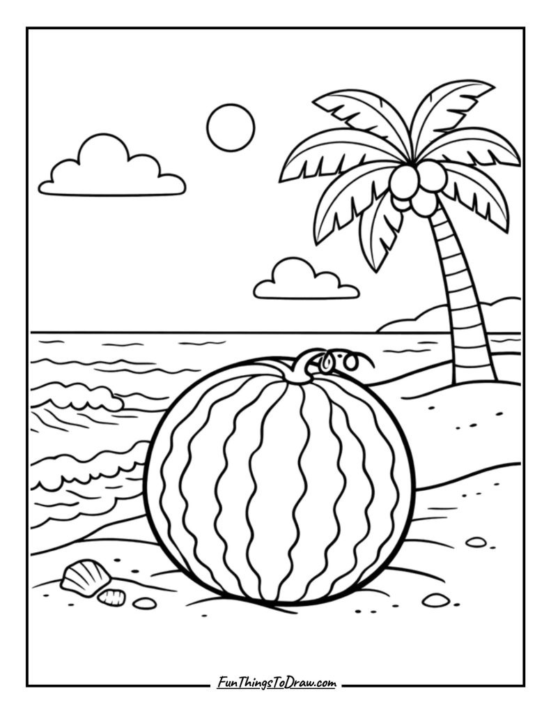 Watermelon on beach