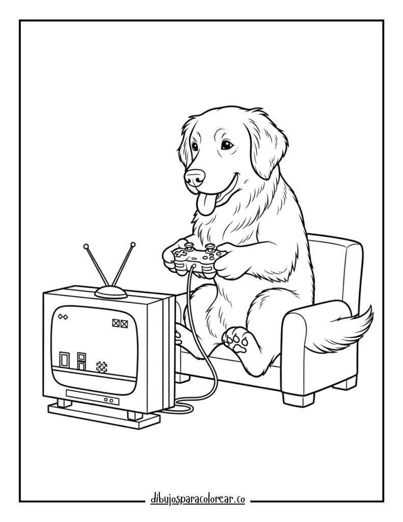 Golden Retriever Playing a Video Game