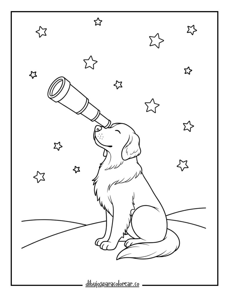 Golden Retriever with a Telescope
