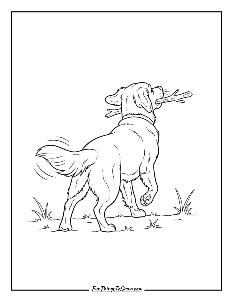 Golden Retriever Playing Fetch with a Stick