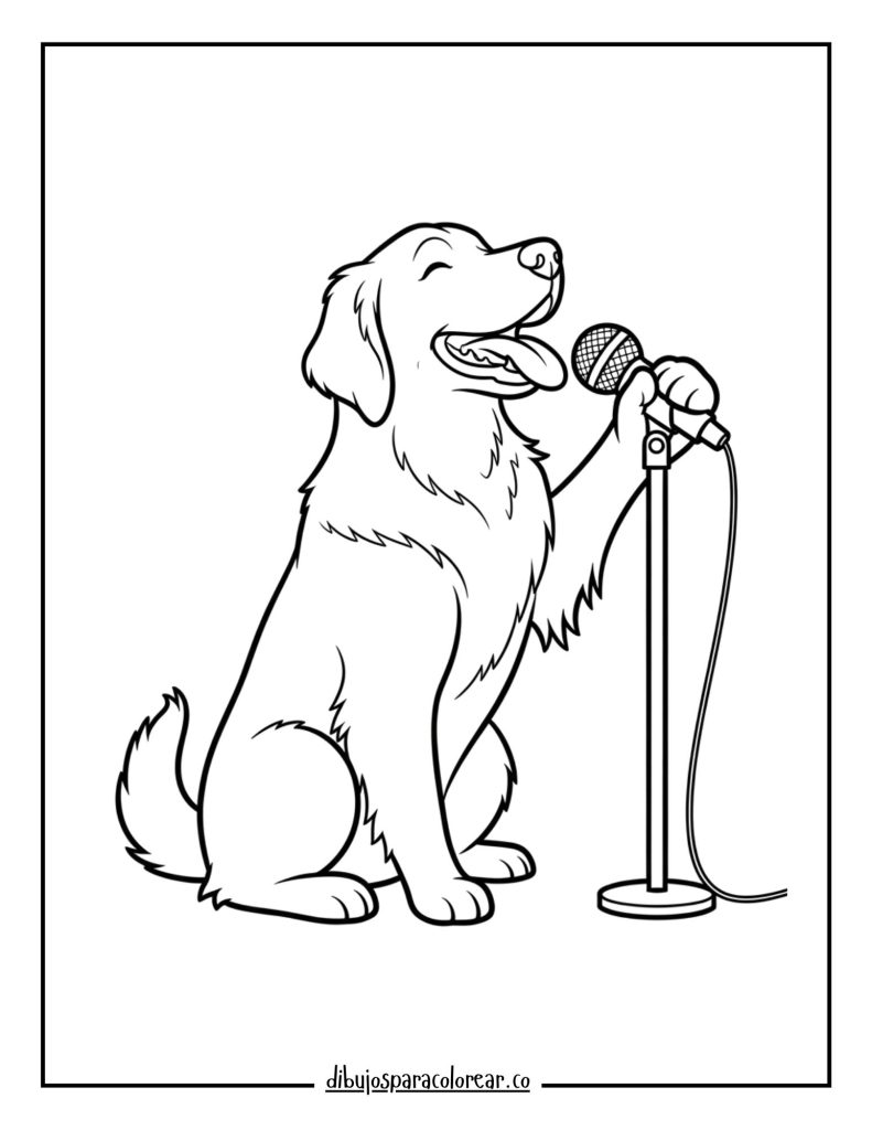 Golden Retriever with a Microphone Singing
