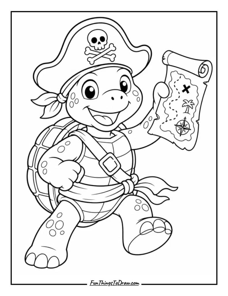 Pirate Turtle with Treasure Map
