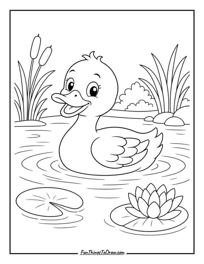 Duck Swimming coloring page