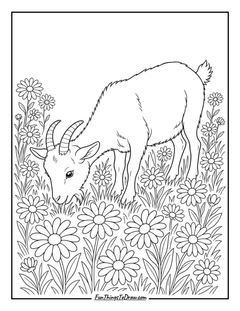Goat in a Field of Daisies