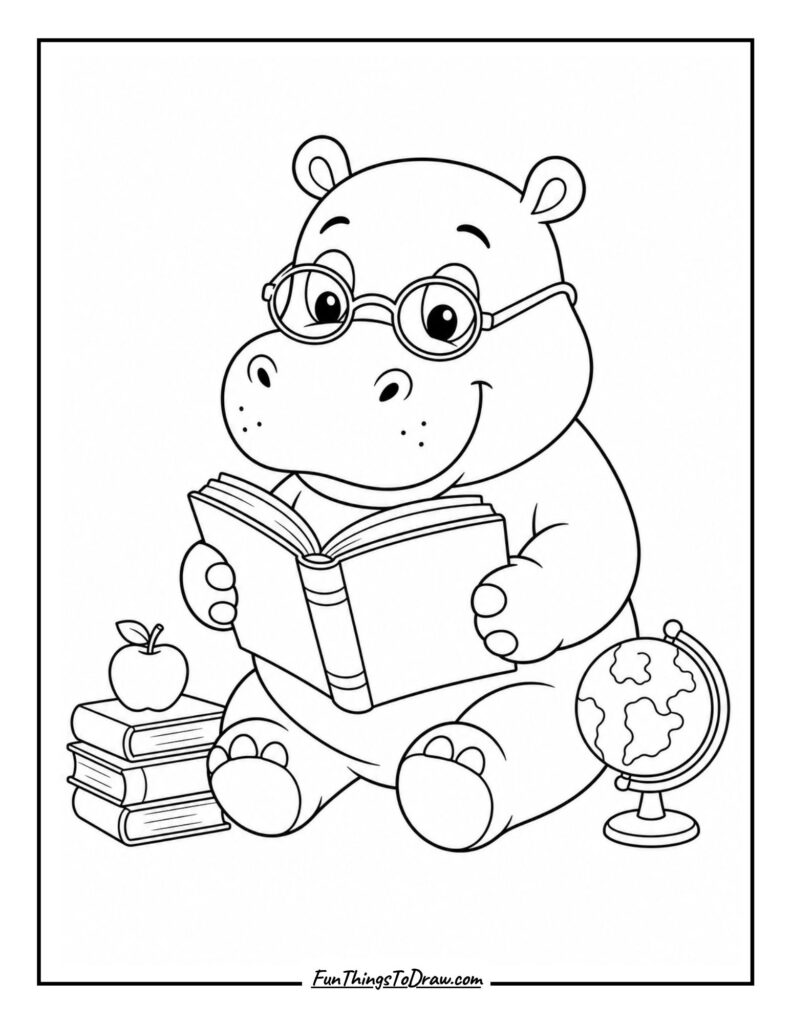 Hippo Reading coloring sheet