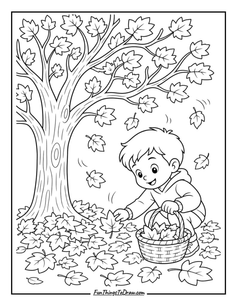 kid in fall season