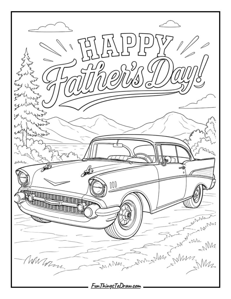 Dad's Classic Car coloring page