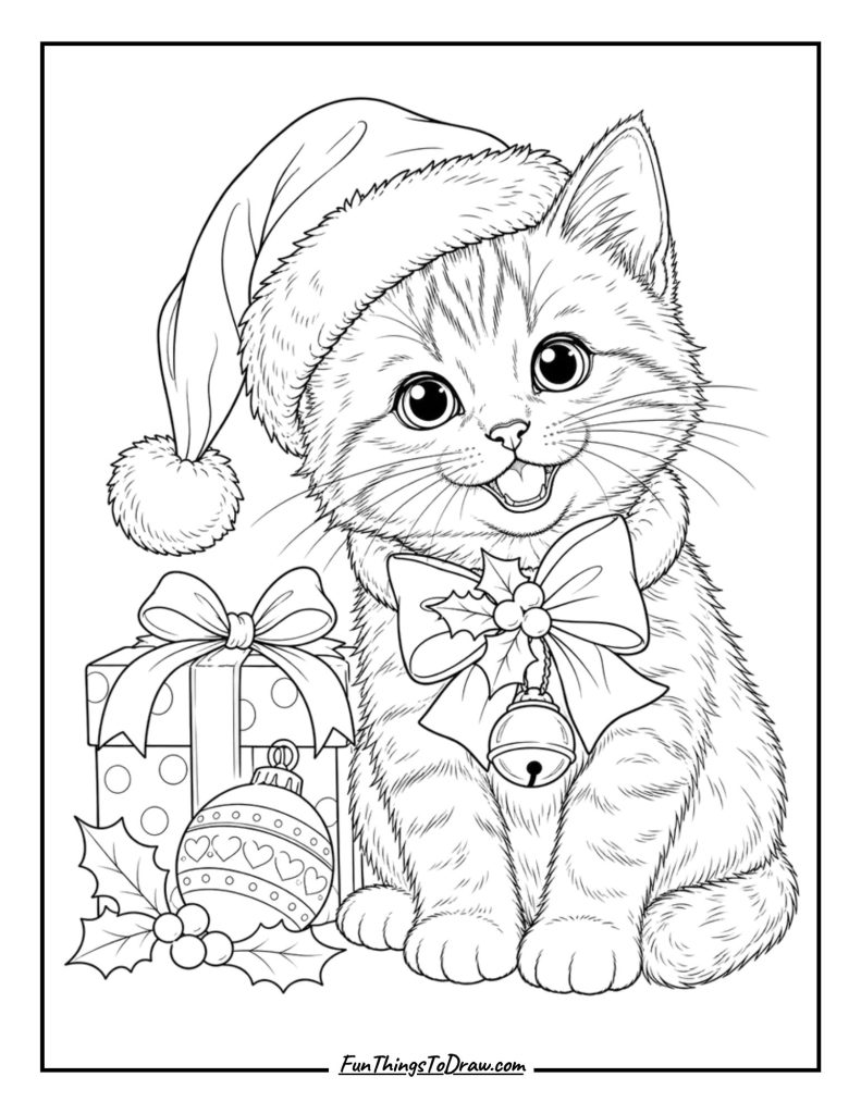 Kitten wearing festive hat