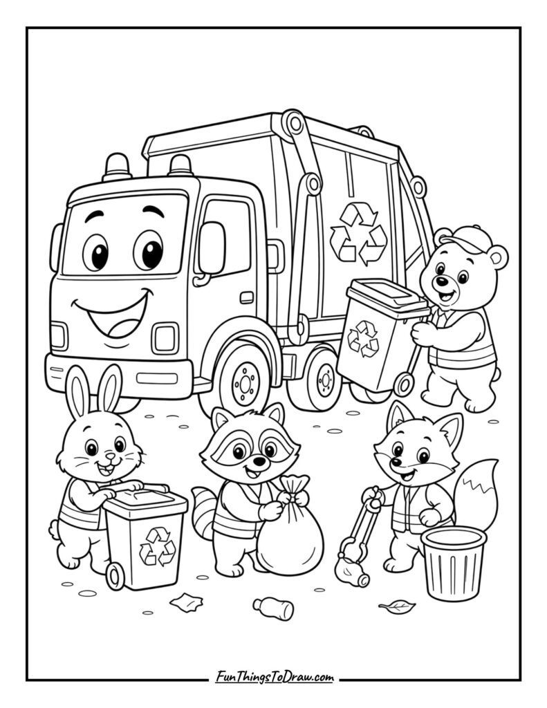 Garbage Truck with Animal Friends