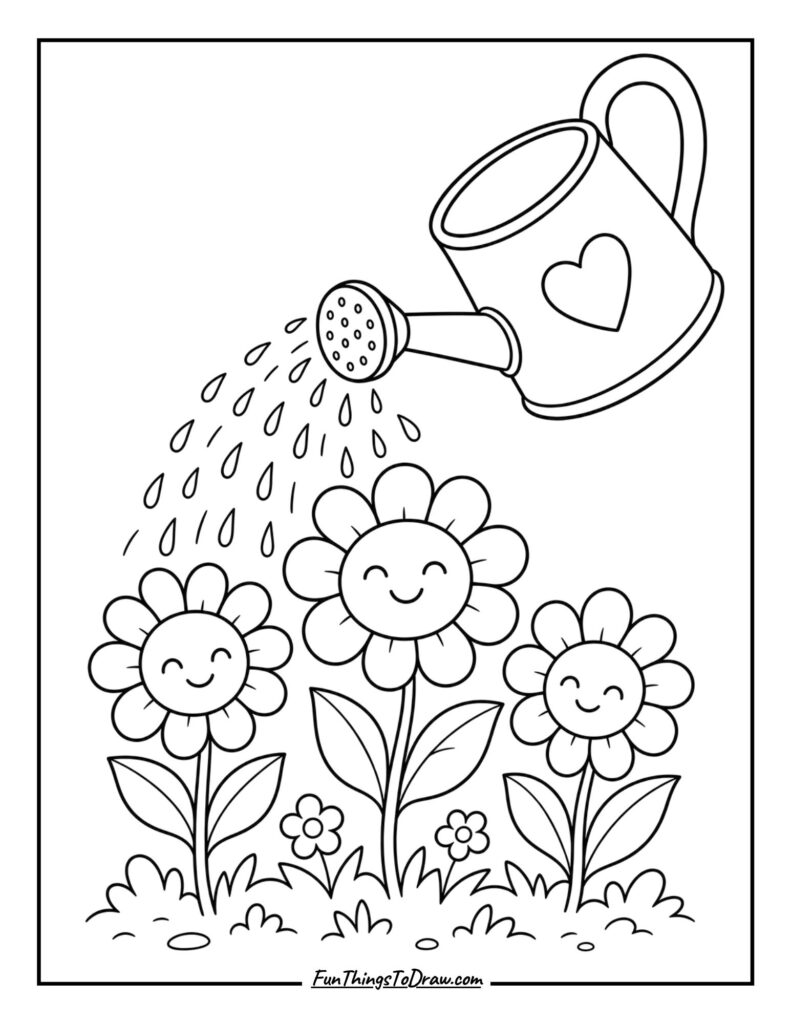 A watering can coloring page