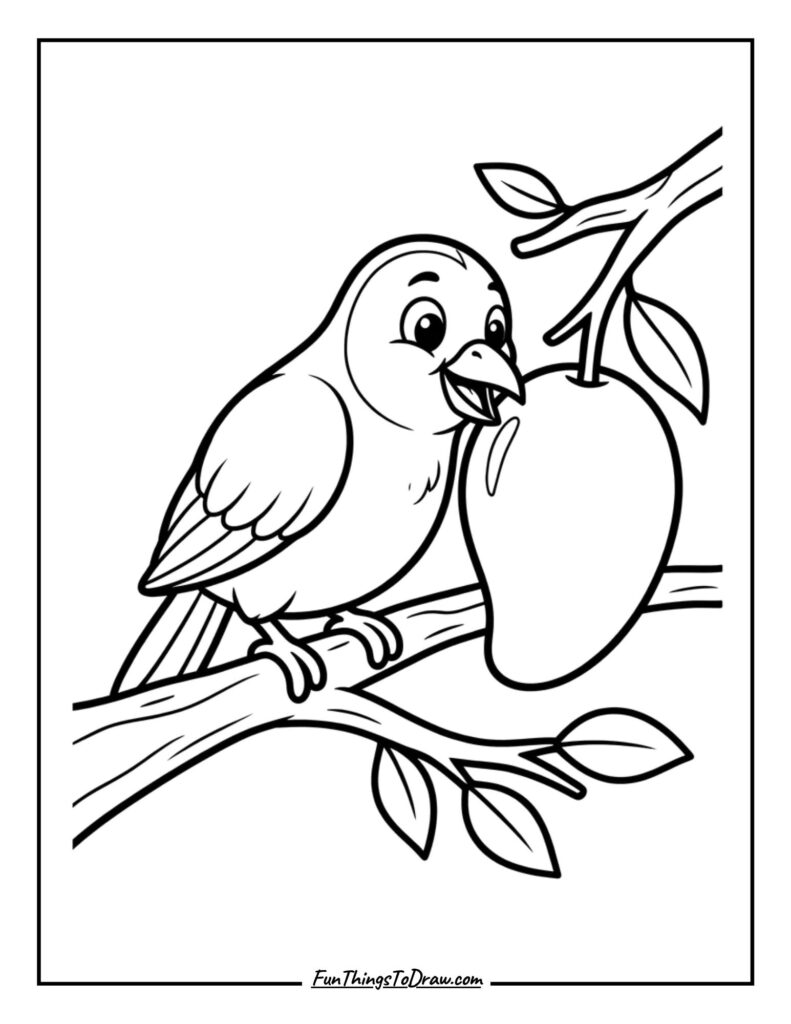 Bird eating mango
