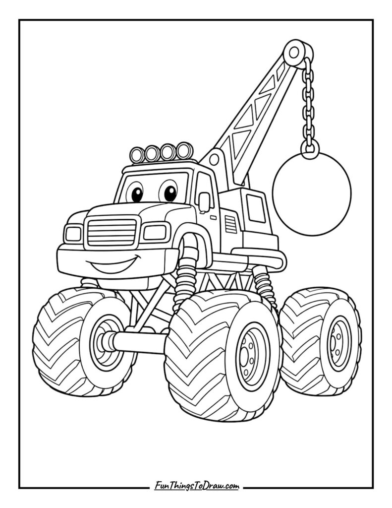 Construction Destroyer Truck coloring page