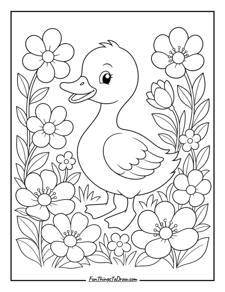 Duck with Flowers