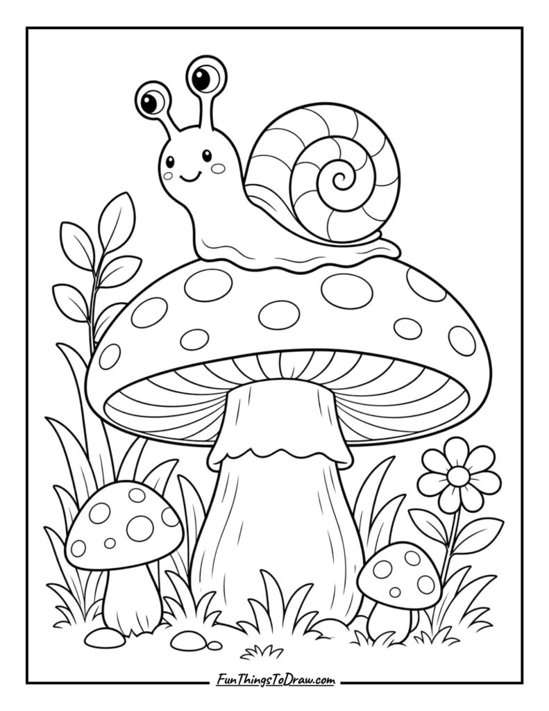 A curious snail coloring page