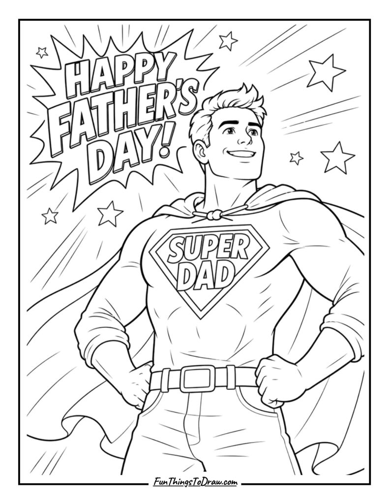 Dad the Superhero coloring page idea