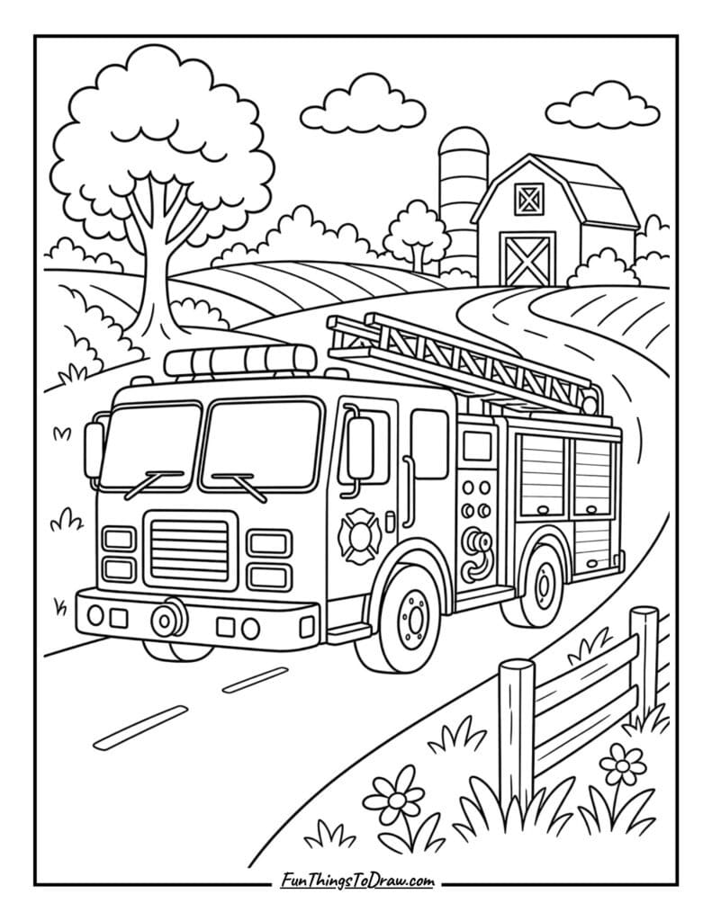 Fire Truck in the Countryside