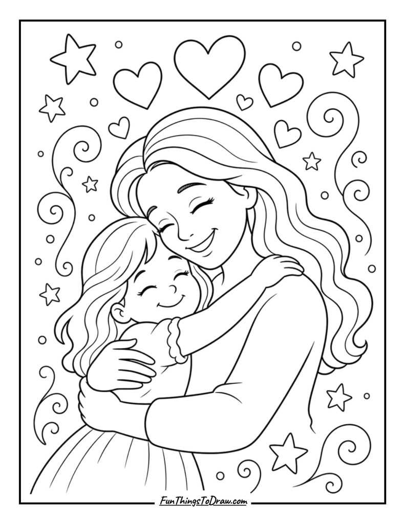 Heartfelt Hug coloring page