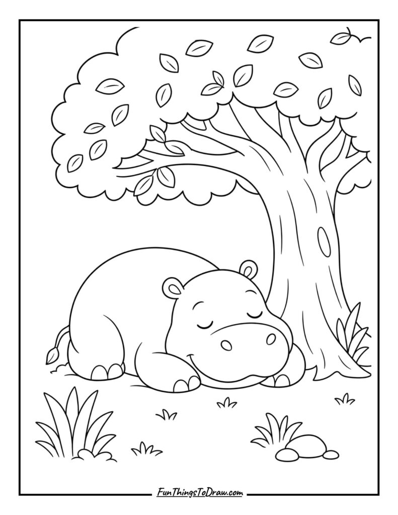 Hippo Sleeping coloring page