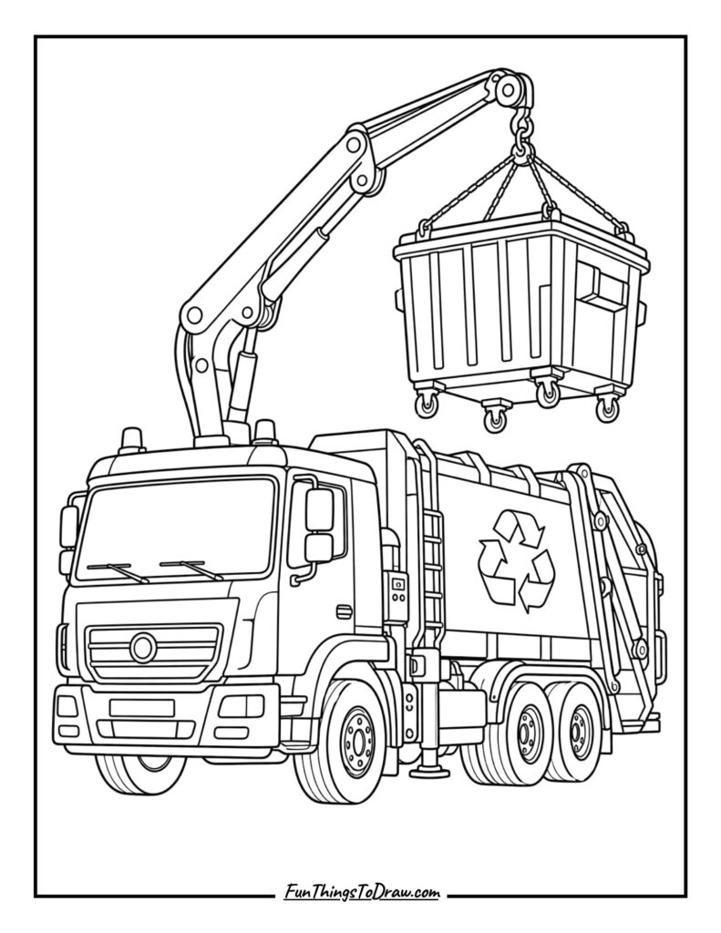 Garbage Truck with a Crane
