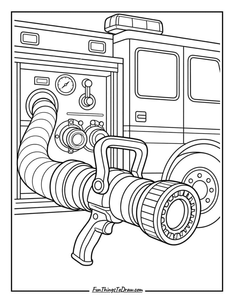 Fire Truck with a Water Hose