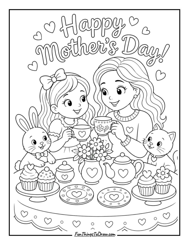 Mom's Magical Tea Party coloring sheet