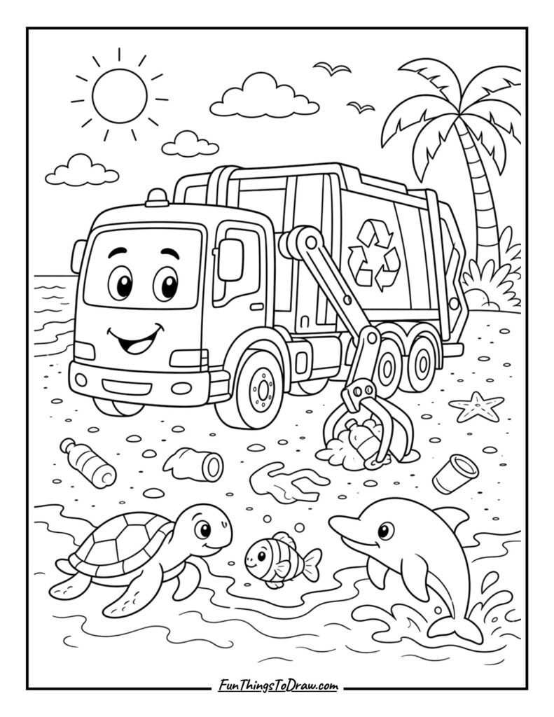 Beach Cleanup Garbage Truck