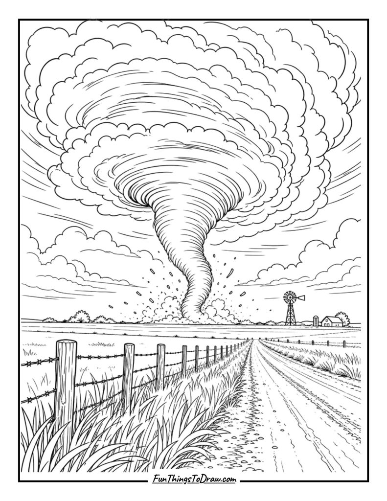 tornado swirling in the distance