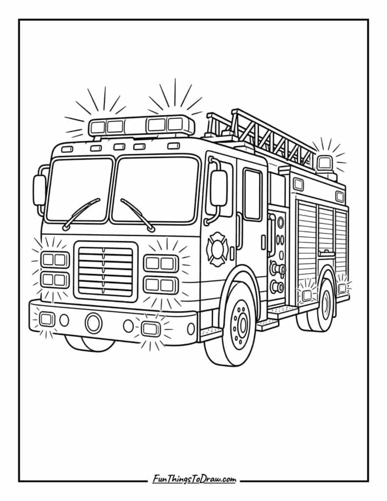 Fire Truck with Lights On
