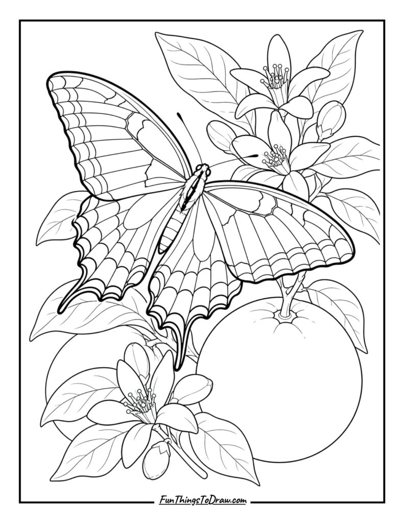 Giant Swallowtail Butterfly on Citrus