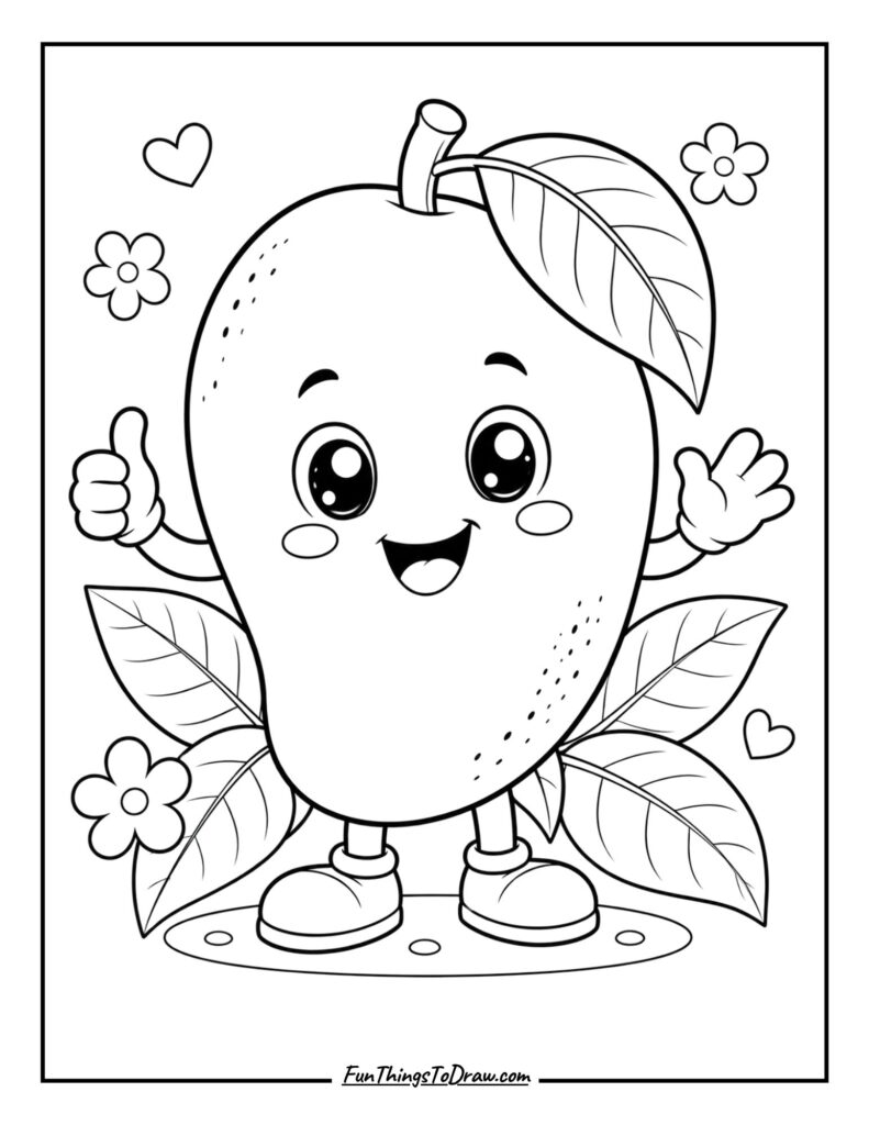Mango cartoon character coloring page
