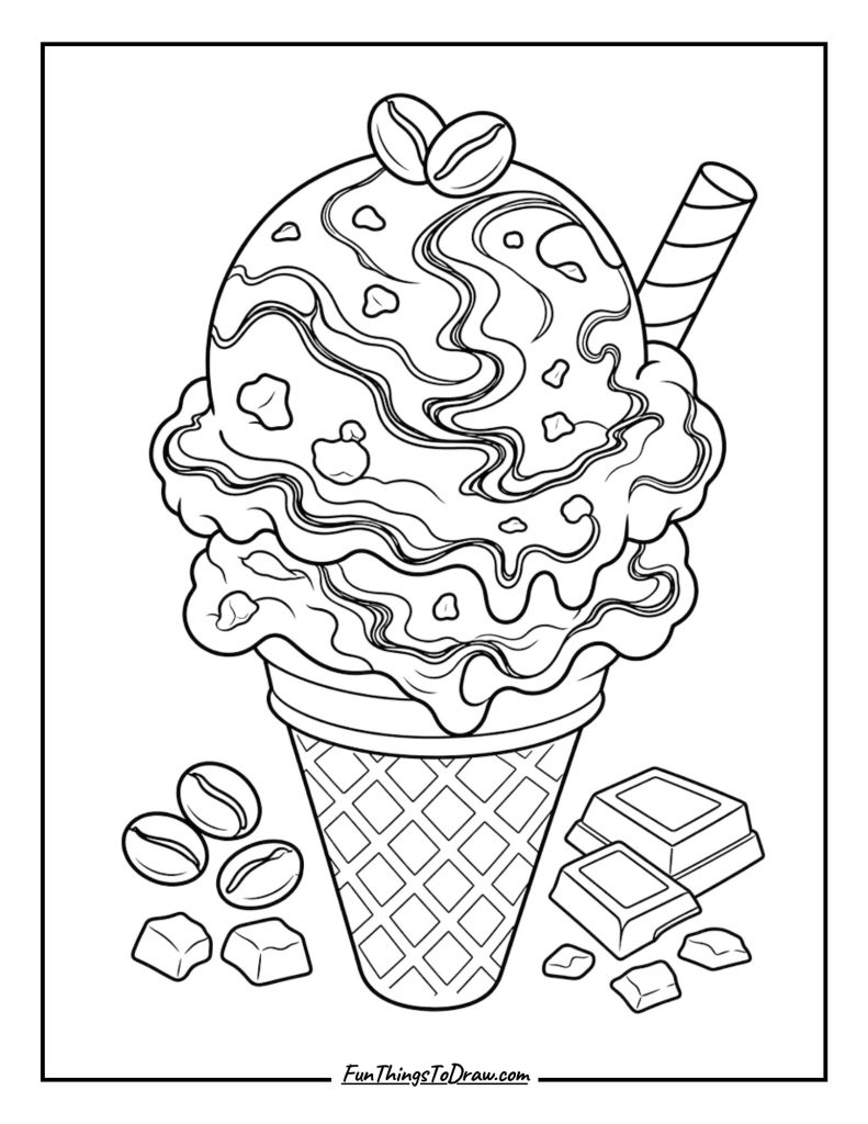Mocha Madness ice cream coloring page