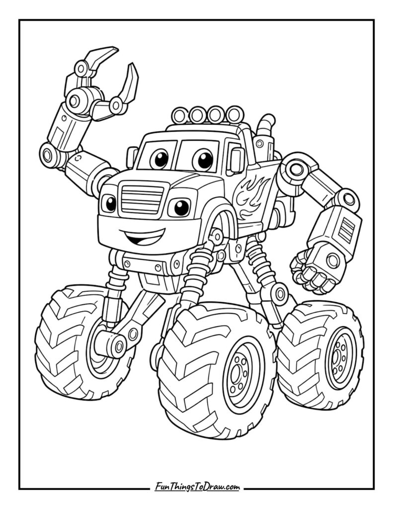 Robot Rampage Monster Truck Coloring Page