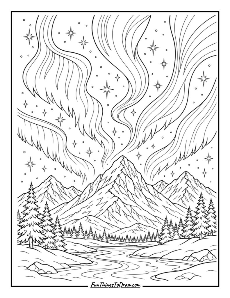 northern lights coloring page