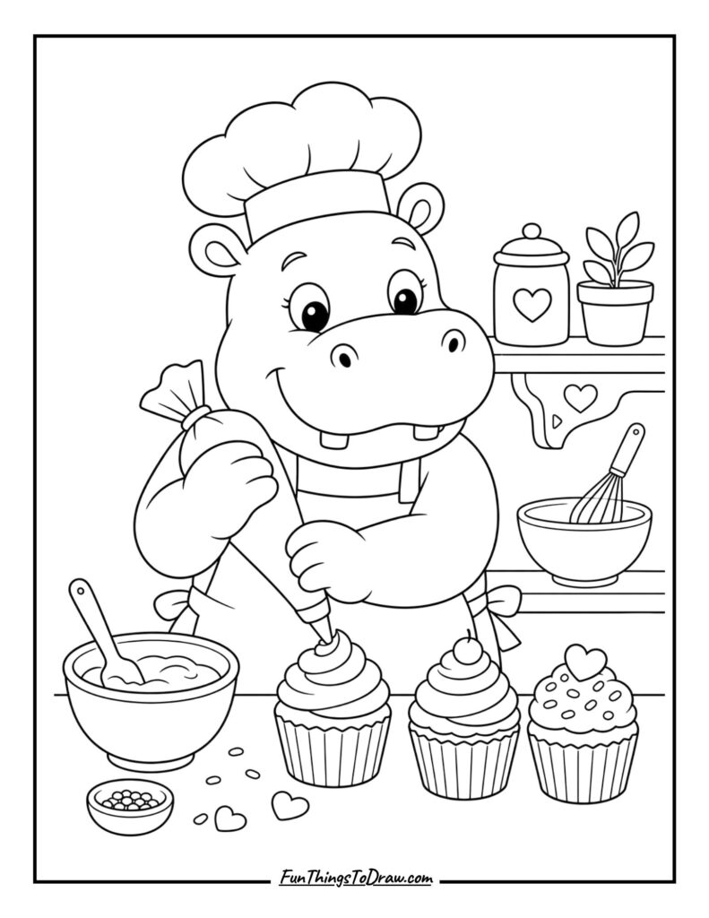 Hippo Baker coloring page