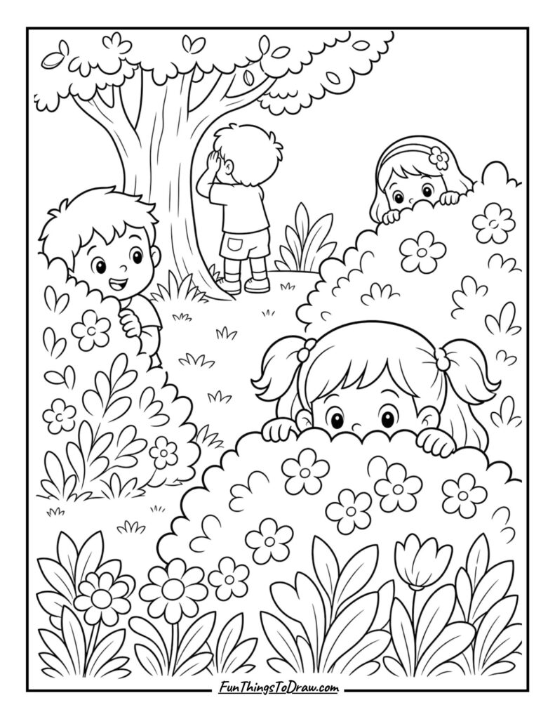 Children playing in garden