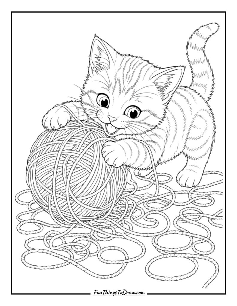 Kitten with a Ball of Wool