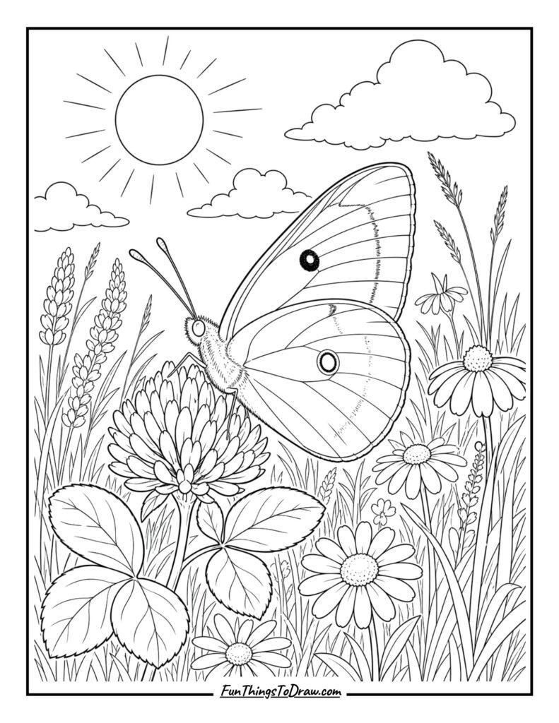 Clouded Sulphur Butterfly in a Field